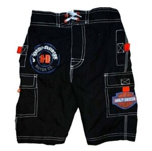 Harley-Davidson Boys Black Bar Shield Swim Trunks 6